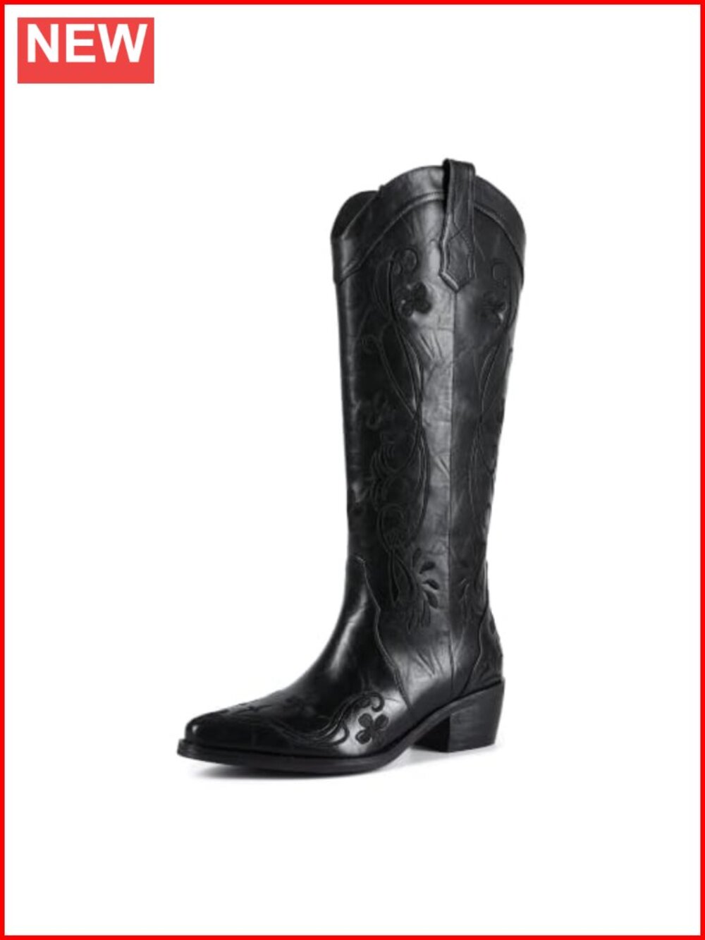 Women's Western Cowboy Boots Knee-High Faux Leather Slip-On